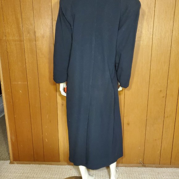 Ivy Koral Vintage Navy Blue Wool Trench Coat Women's Size Large - Picture 8 of 10
